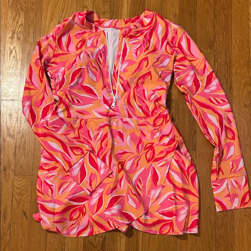 Pink and Orange Women Swim One Piece